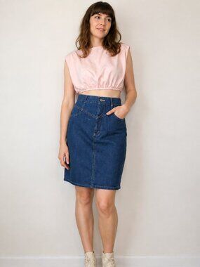 CHIC High Waist 80s Denim Skirt, Size 11
